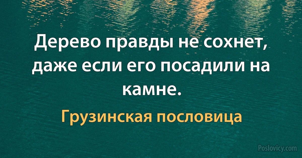 Дерево правды не сохнет, даже если его посадили на камне. (Грузинская пословица)