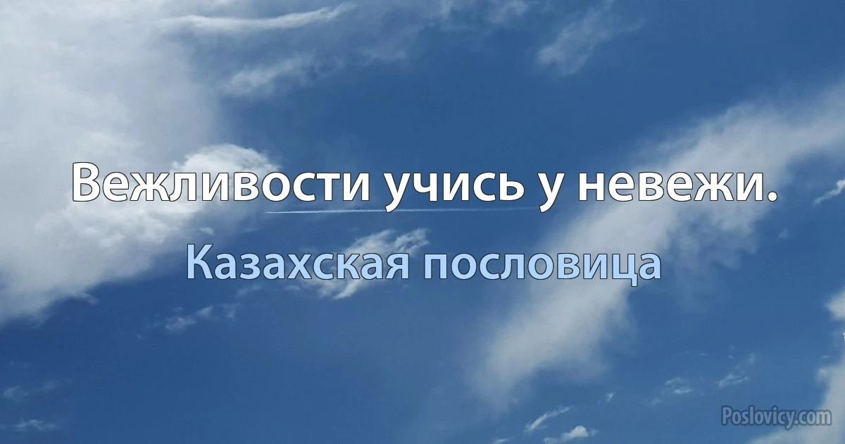 Вежливости учись у невежи. (Казахская пословица)