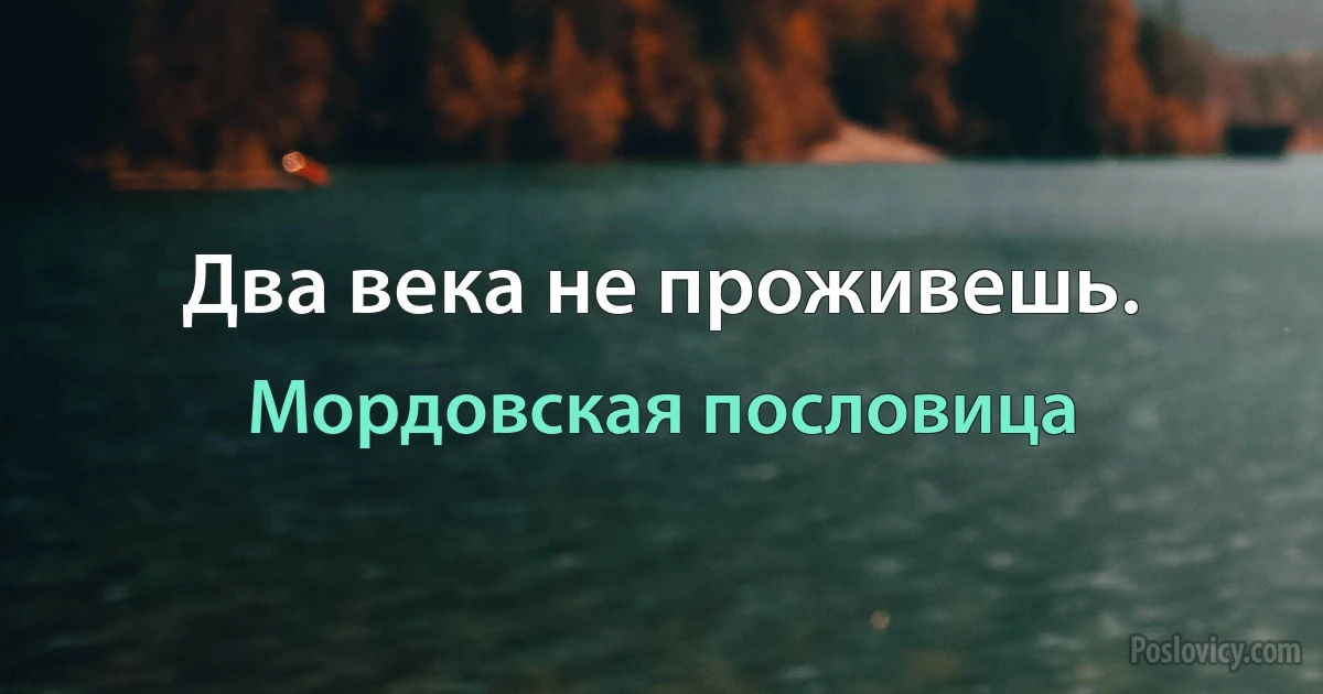 Два века не проживешь. (Мордовская пословица)