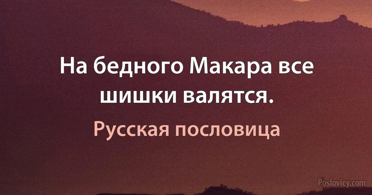 На бедного Макара все шишки валятся. (Русская пословица)