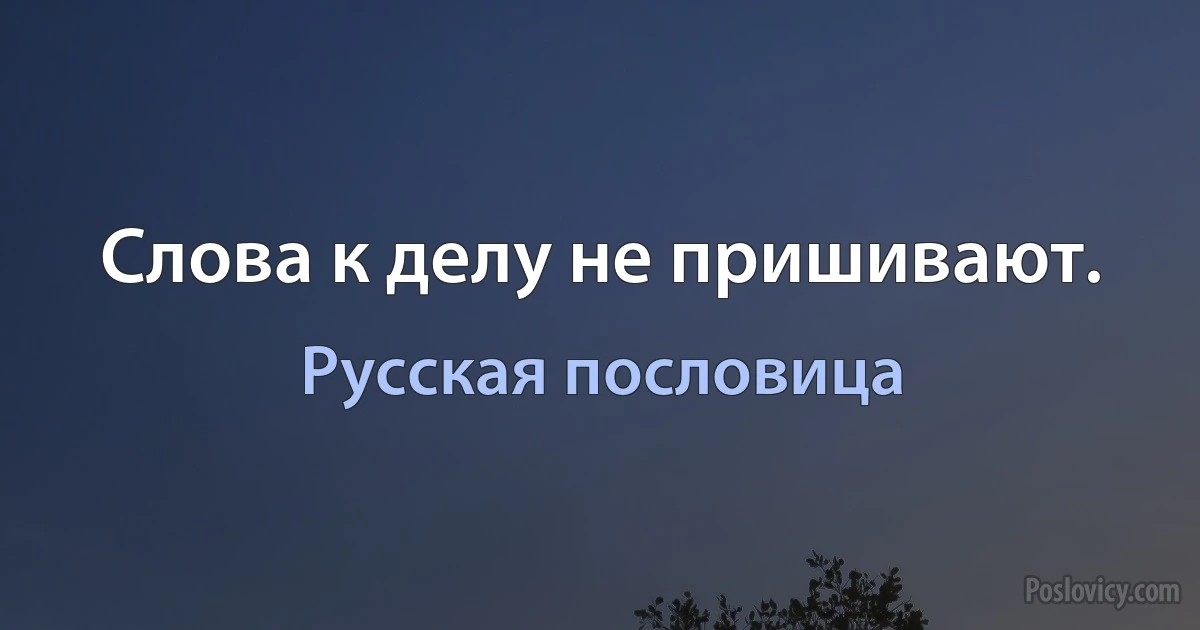 Слова к делу не пришивают. (Русская пословица)