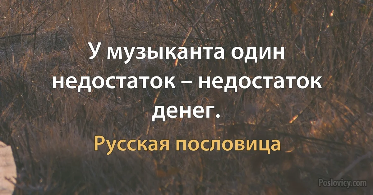 У музыканта один недостаток – недостаток денег. (Русская пословица)