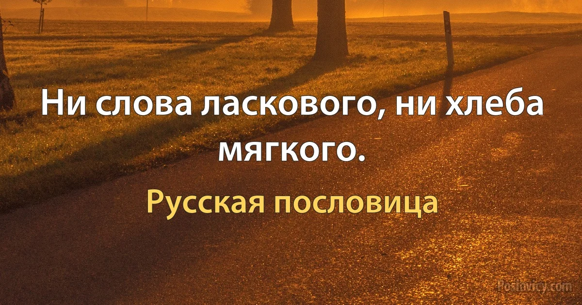 Ни слова ласкового, ни хлеба мягкого. (Русская пословица)