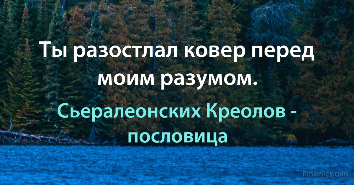 Ты разостлал ковер перед моим разумом. (Сьералеонских Креолов - пословица)