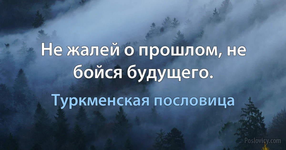 Не жалей о прошлом, не бойся будущего. (Туркменская пословица)