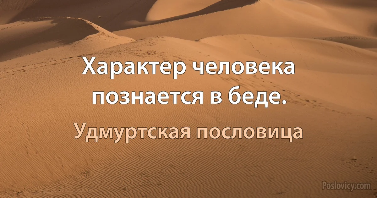 Характер человека познается в беде. (Удмуртская пословица)