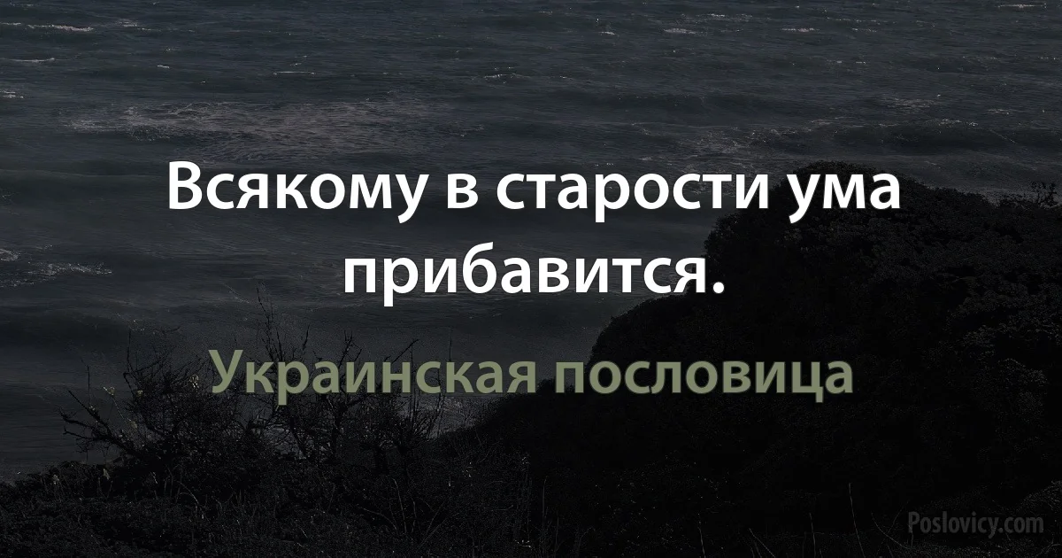 Всякому в старости ума прибавится. (Украинская пословица)