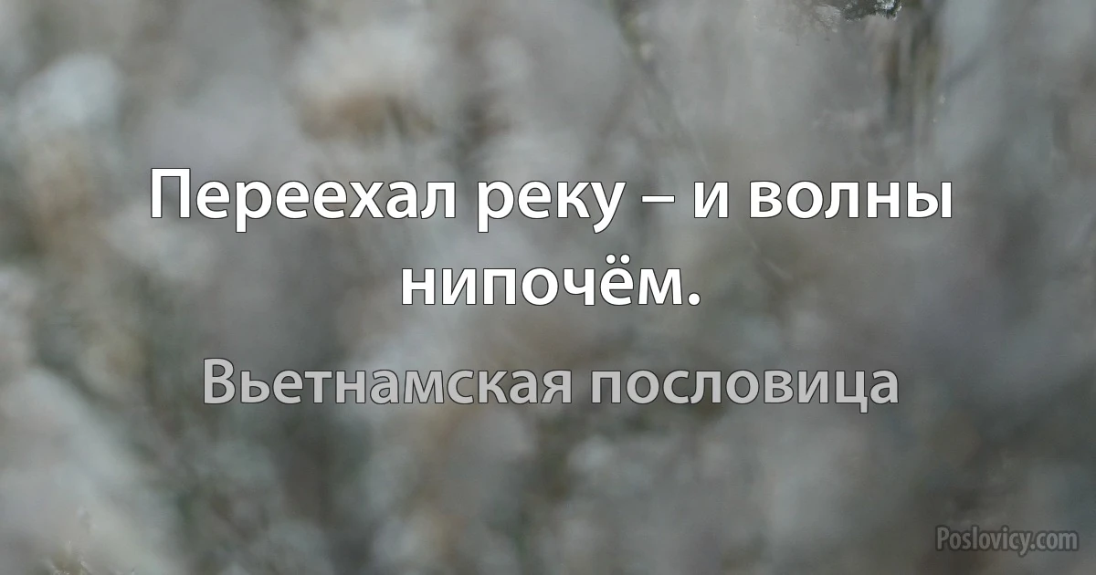 Переехал реку – и волны нипочём. (Вьетнамская пословица)