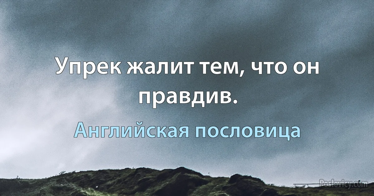 Упрек жалит тем, что он правдив. (Английская пословица)