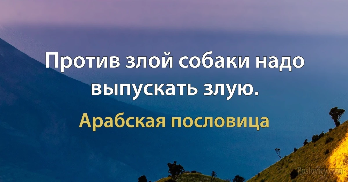 Против злой собаки надо выпускать злую. (Арабская пословица)