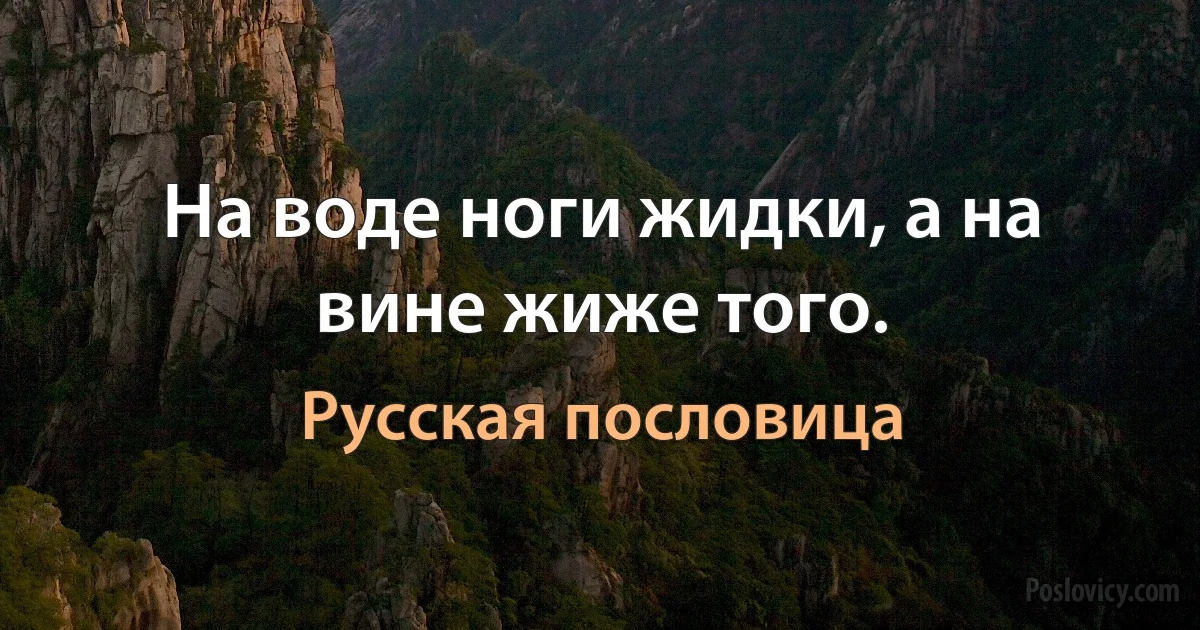 На воде ноги жидки, а на вине жиже того. (Русская пословица)