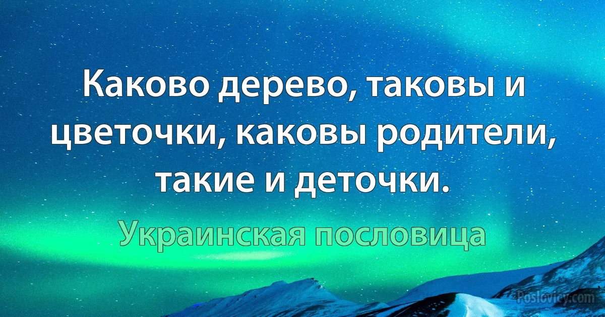 Каково дерево, таковы и цветочки, каковы родители, такие и деточки. (Украинская пословица)