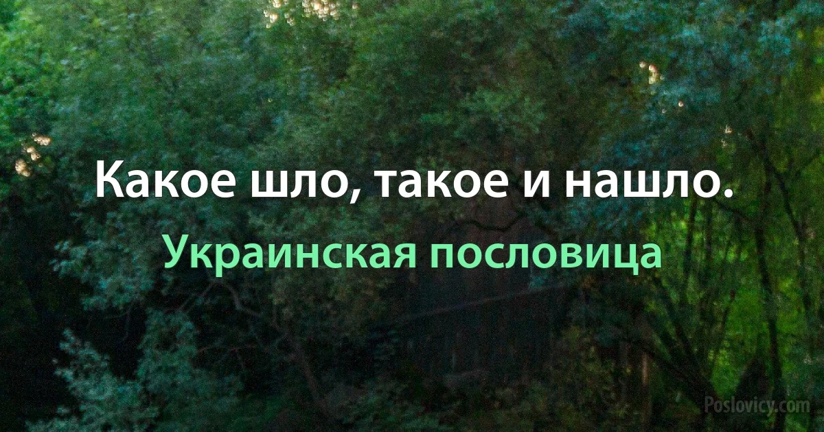 Какое шло, такое и нашло. (Украинская пословица)