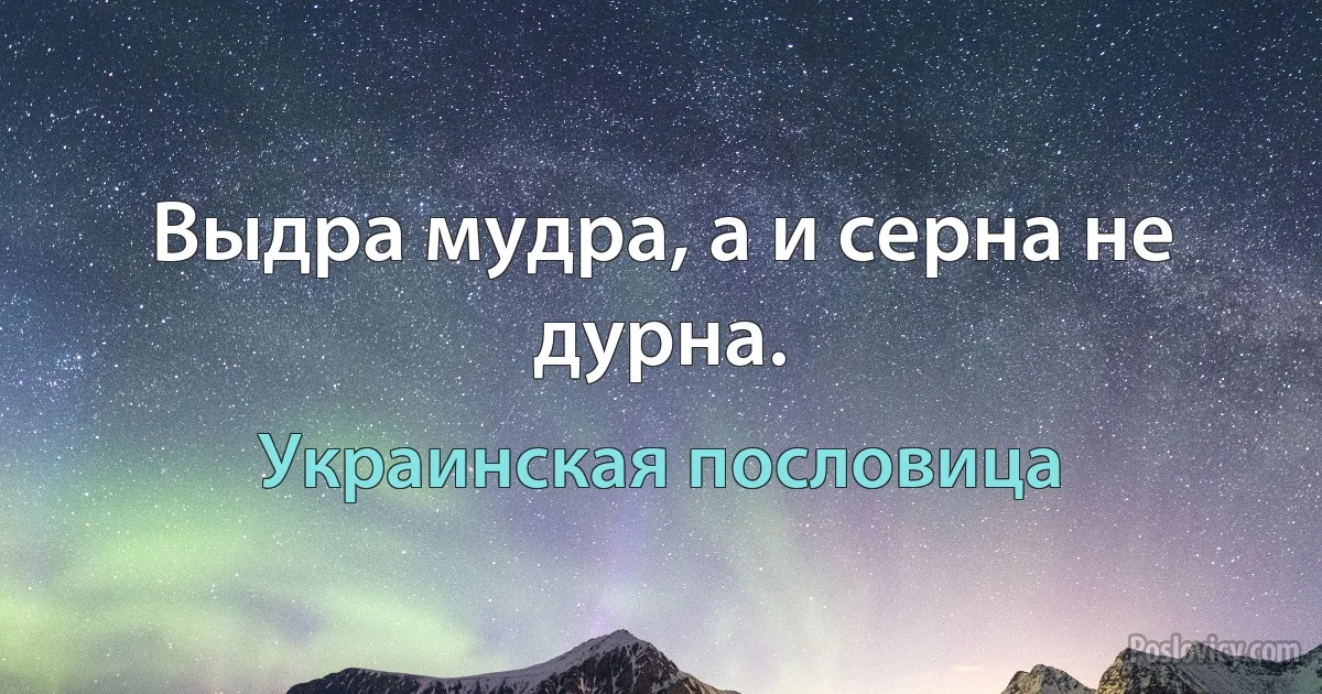 Выдра мудра, а и серна не дурна. (Украинская пословица)