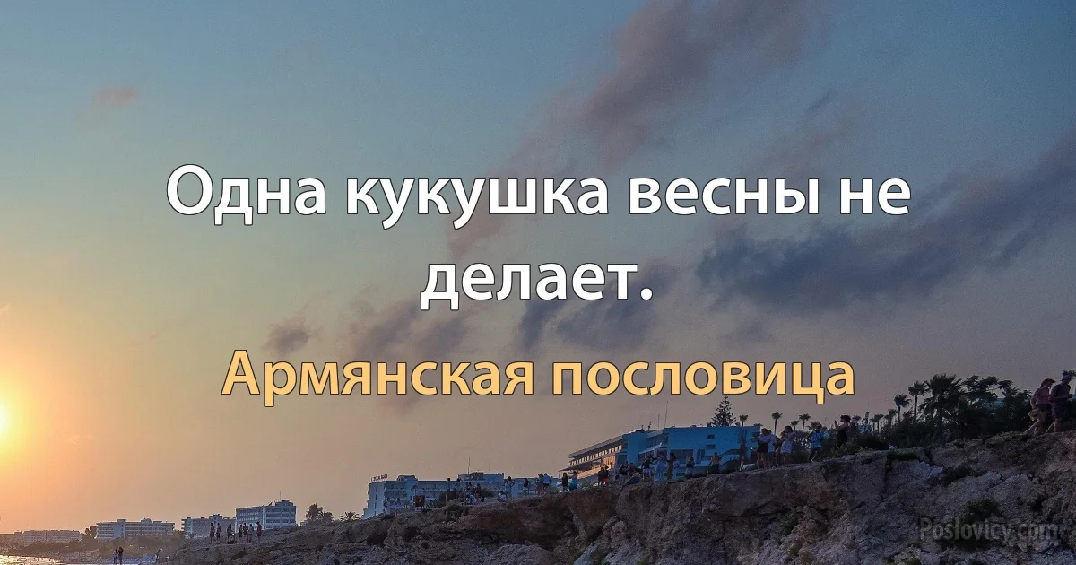 Одна кукушка весны не делает. (Армянская пословица)