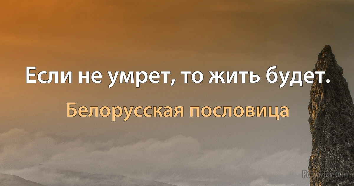 Если не умрет, то жить будет. (Белорусская пословица)