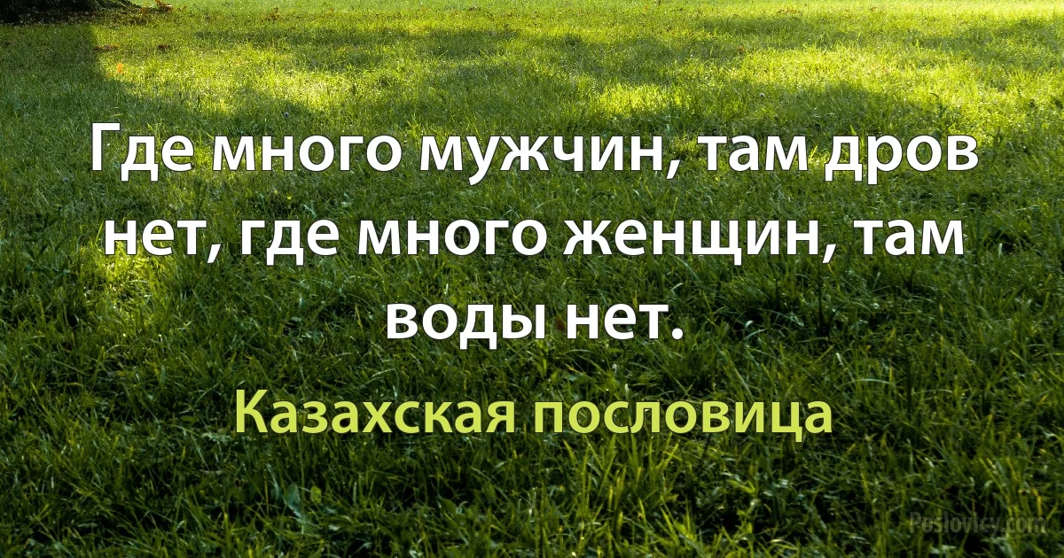 Где много мужчин, там дров нет, где много женщин, там воды нет. (Казахская пословица)