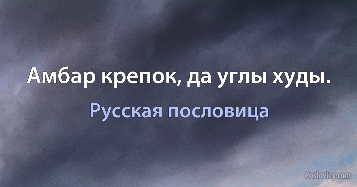 Амбар крепок, да углы худы. (Русская пословица)