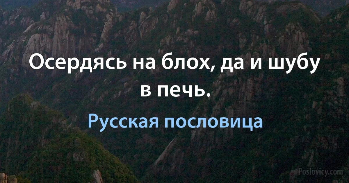 Осердясь на блох, да и шубу в печь. (Русская пословица)