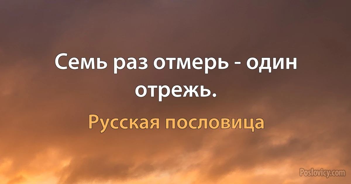 Семь раз отмерь - один отрежь. (Русская пословица)