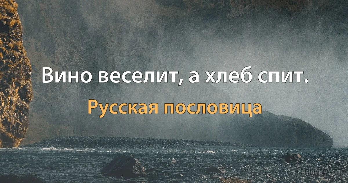 Вино веселит, а хлеб спит. (Русская пословица)