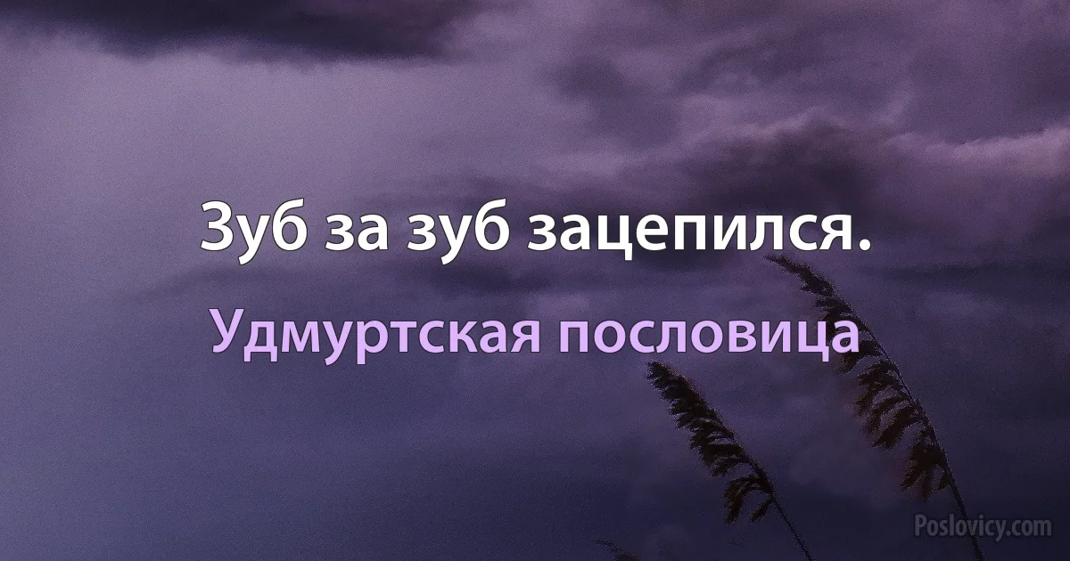 Зуб за зуб зацепился. (Удмуртская пословица)