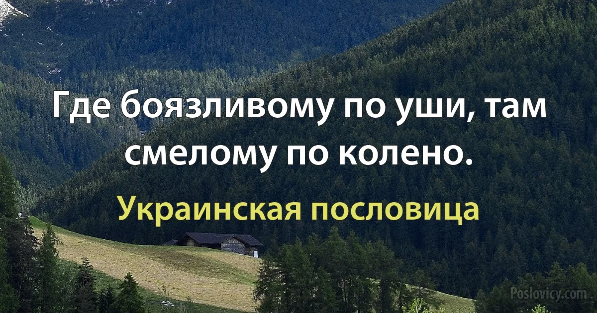 Где боязливому по уши, там смелому по колено. (Украинская пословица)