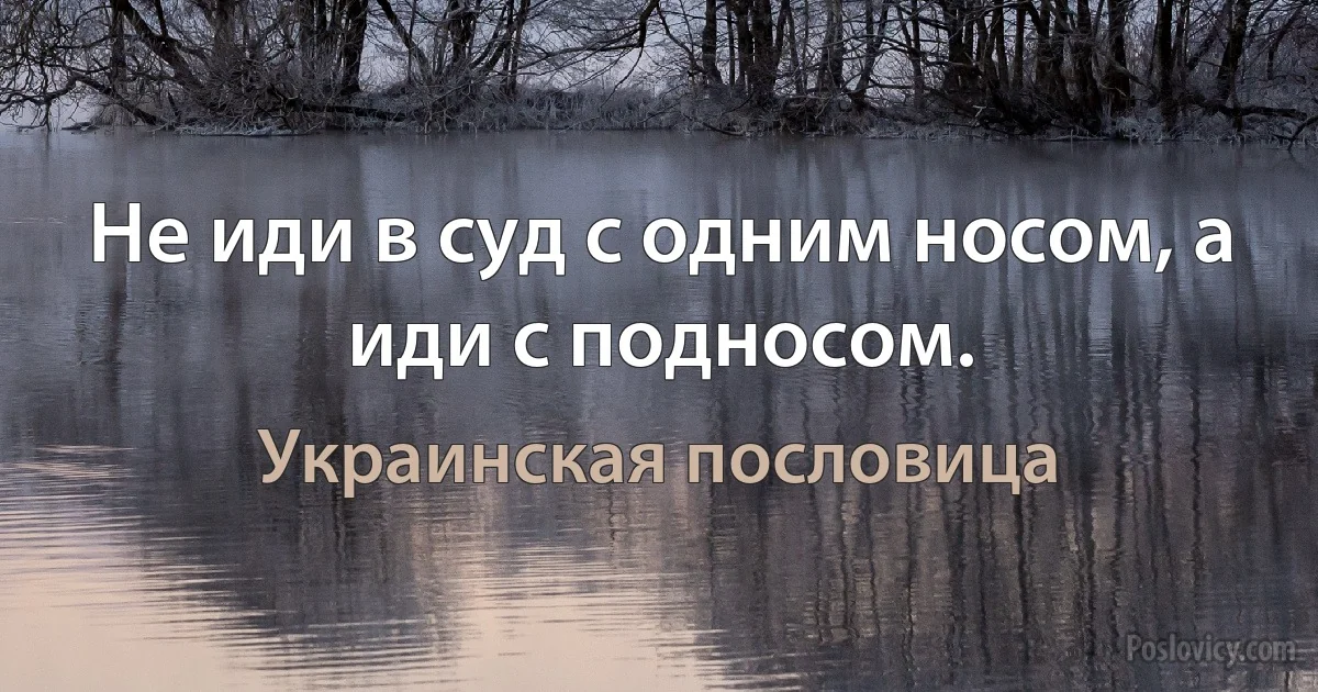 Не иди в суд с одним носом, а иди с подносом. (Украинская пословица)