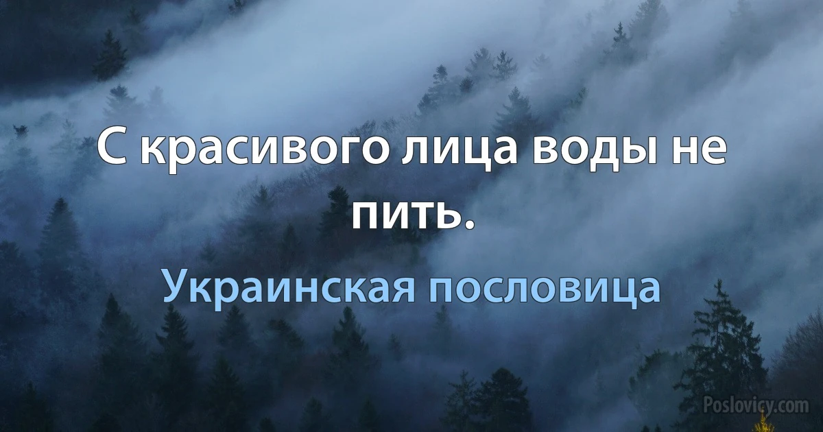 С красивого лица воды не пить. (Украинская пословица)