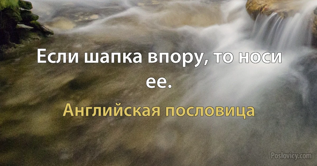 Если шапка впору, то носи ее. (Английская пословица)