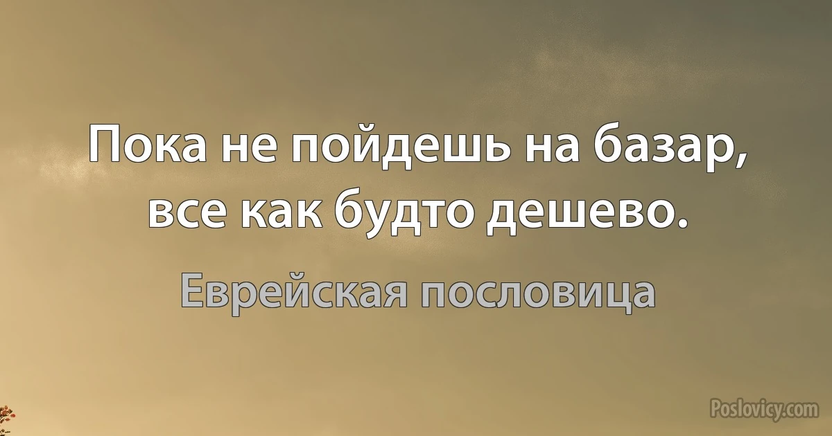 Пока не пойдешь на базар, все как будто дешево. (Еврейская пословица)