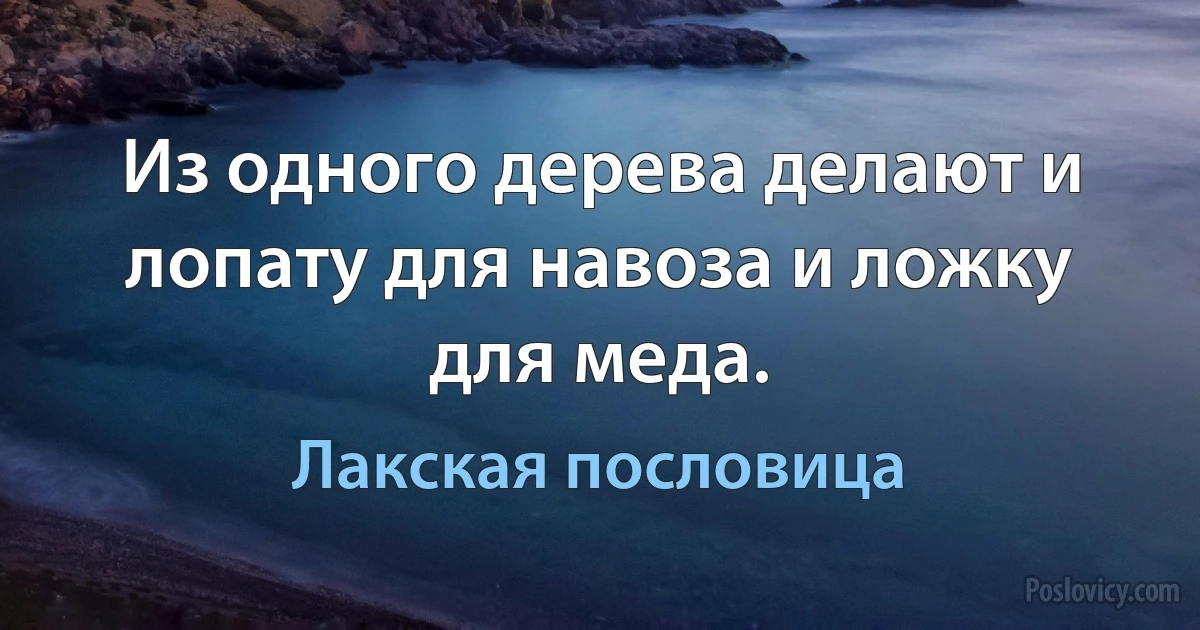 Из одного дерева делают и лопату для навоза и ложку для меда. (Лакская пословица)