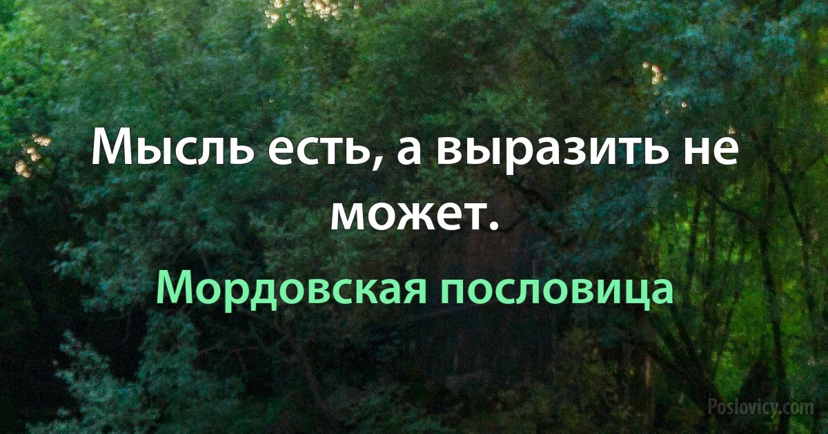 Мысль есть, а выразить не может. (Мордовская пословица)