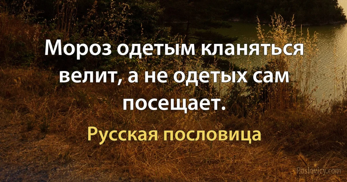 Мороз одетым кланяться велит, а не одетых сам посещает. (Русская пословица)