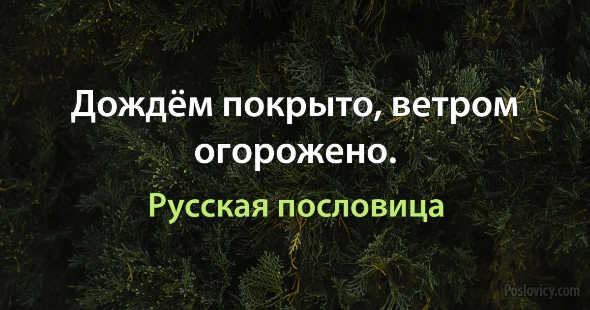 Дождём покрыто, ветром огорожено. (Русская пословица)