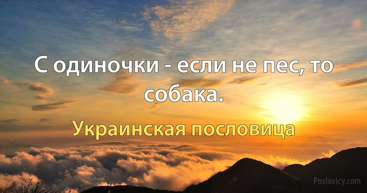 С одиночки - если не пес, то собака. (Украинская пословица)