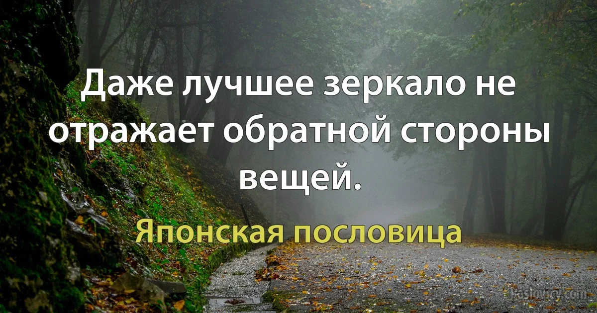 Даже лучшее зеркало не отражает обратной стороны вещей. (Японская пословица)