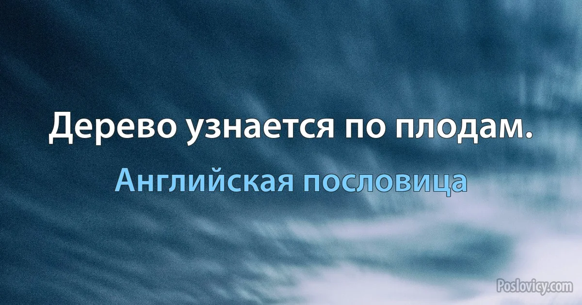 Дерево узнается по плодам. (Английская пословица)