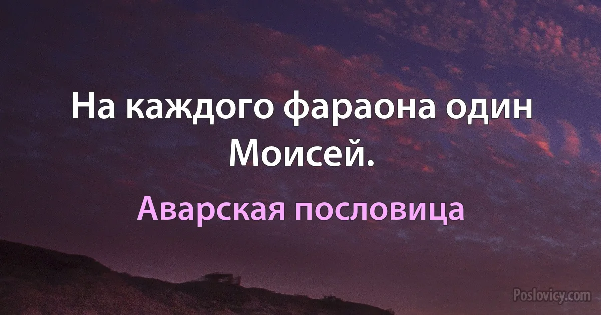 На каждого фараона один Моисей. (Аварская пословица)