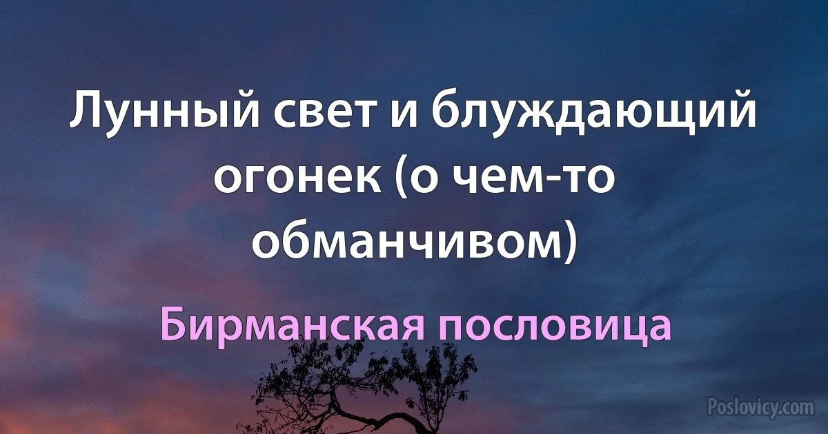 Лунный свет и блуждающий огонек (о чем-то обманчивом) (Бирманская пословица)