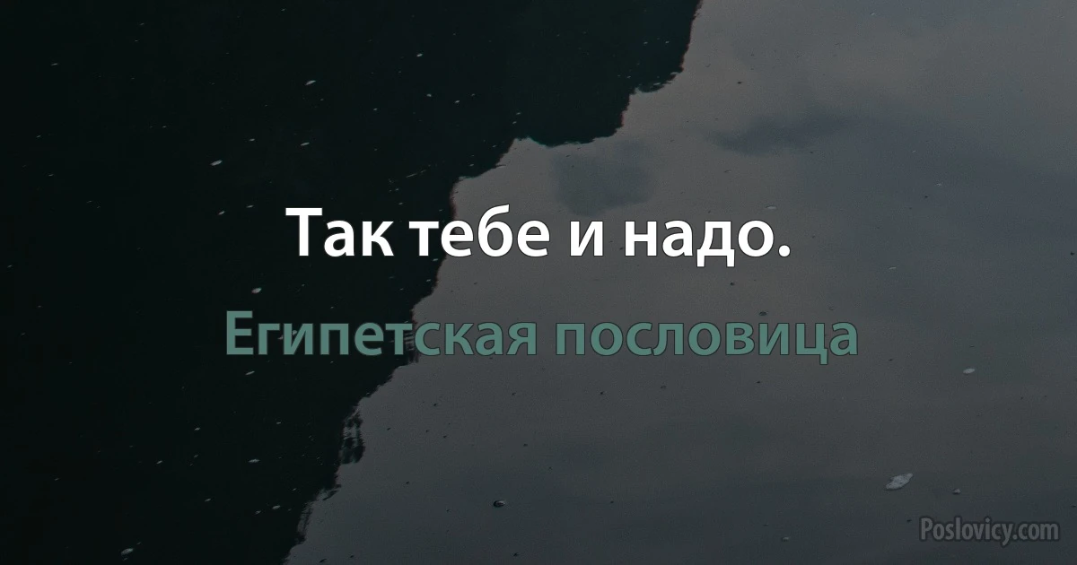 Так тебе и надо. (Египетская пословица)