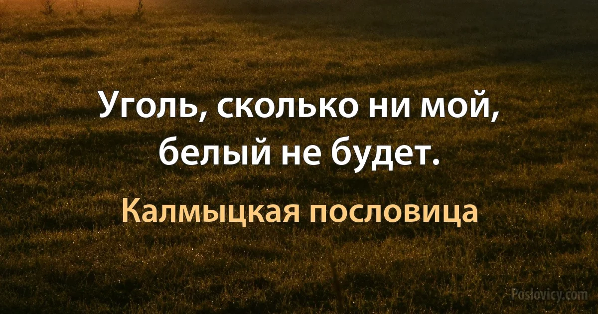 Уголь, сколько ни мой, белый не будет. (Калмыцкая пословица)