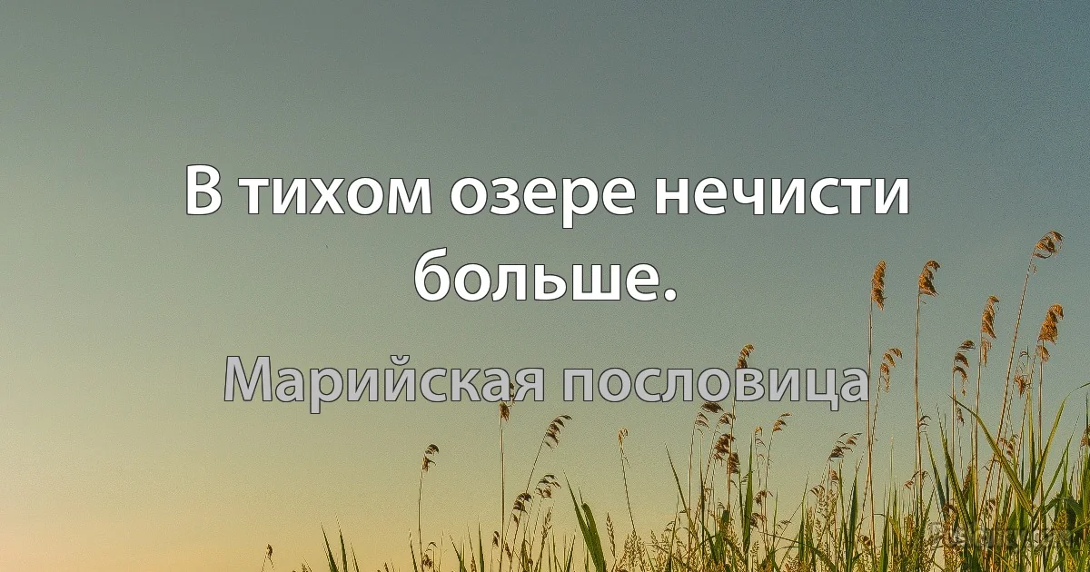 В тихом озере нечисти больше. (Марийская пословица)