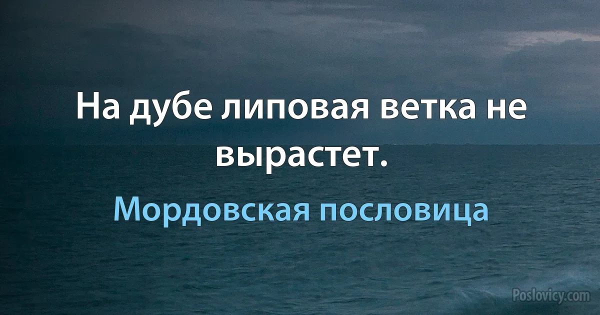 На дубе липовая ветка не вырастет. (Мордовская пословица)