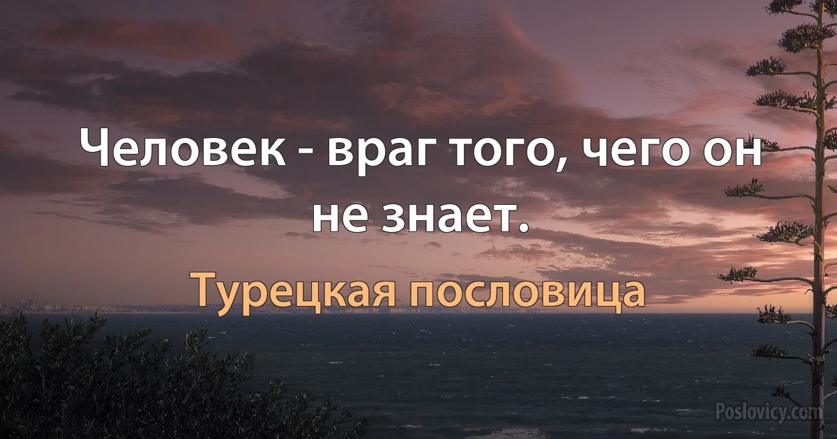 Человек - враг того, чего он не знает. (Турецкая пословица)