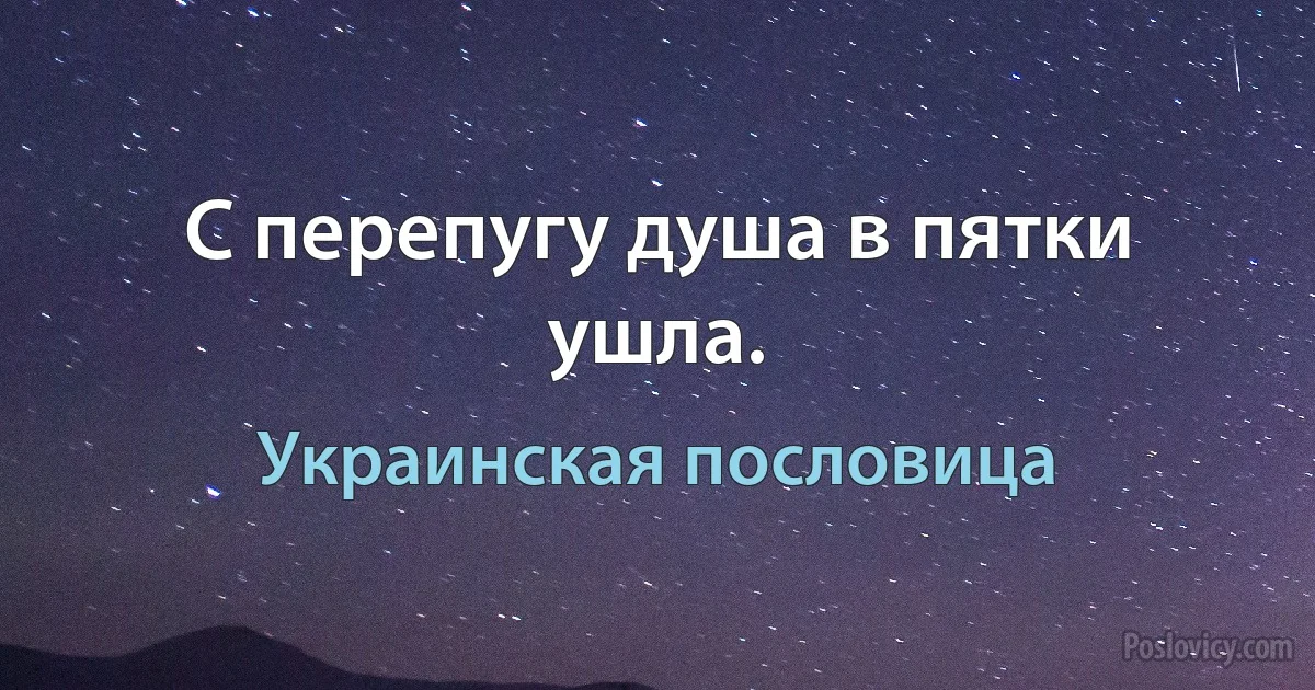 С перепугу душа в пятки ушла. (Украинская пословица)