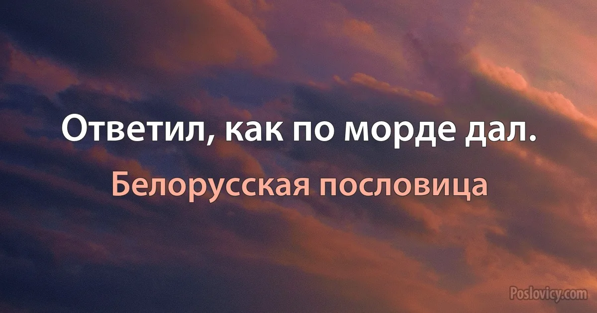 Ответил, как по морде дал. (Белорусская пословица)