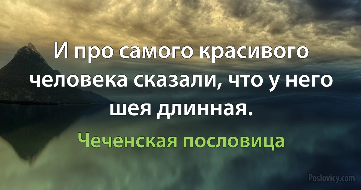 И про самого красивого человека сказали, что у него шея длинная. (Чеченская пословица)