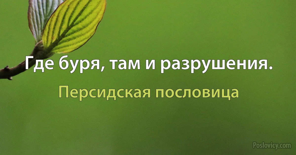 Где буря, там и разрушения. (Персидская пословица)