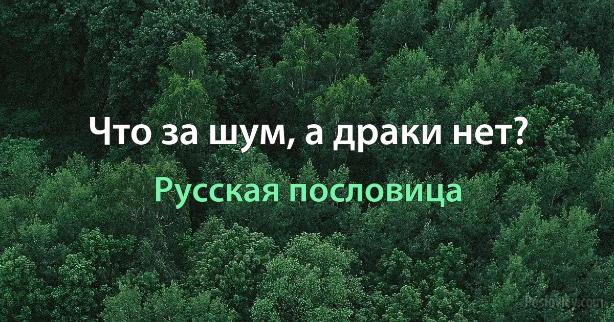 Что за шум, а драки нет? (Русская пословица)